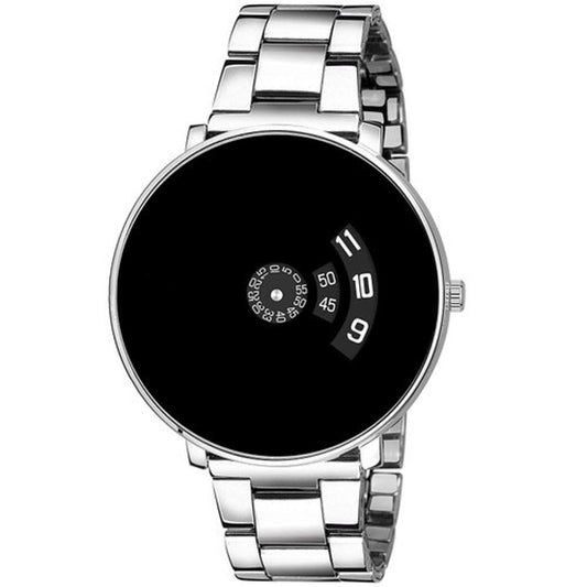 Black Silver Stainless Steel Band Quartz watch