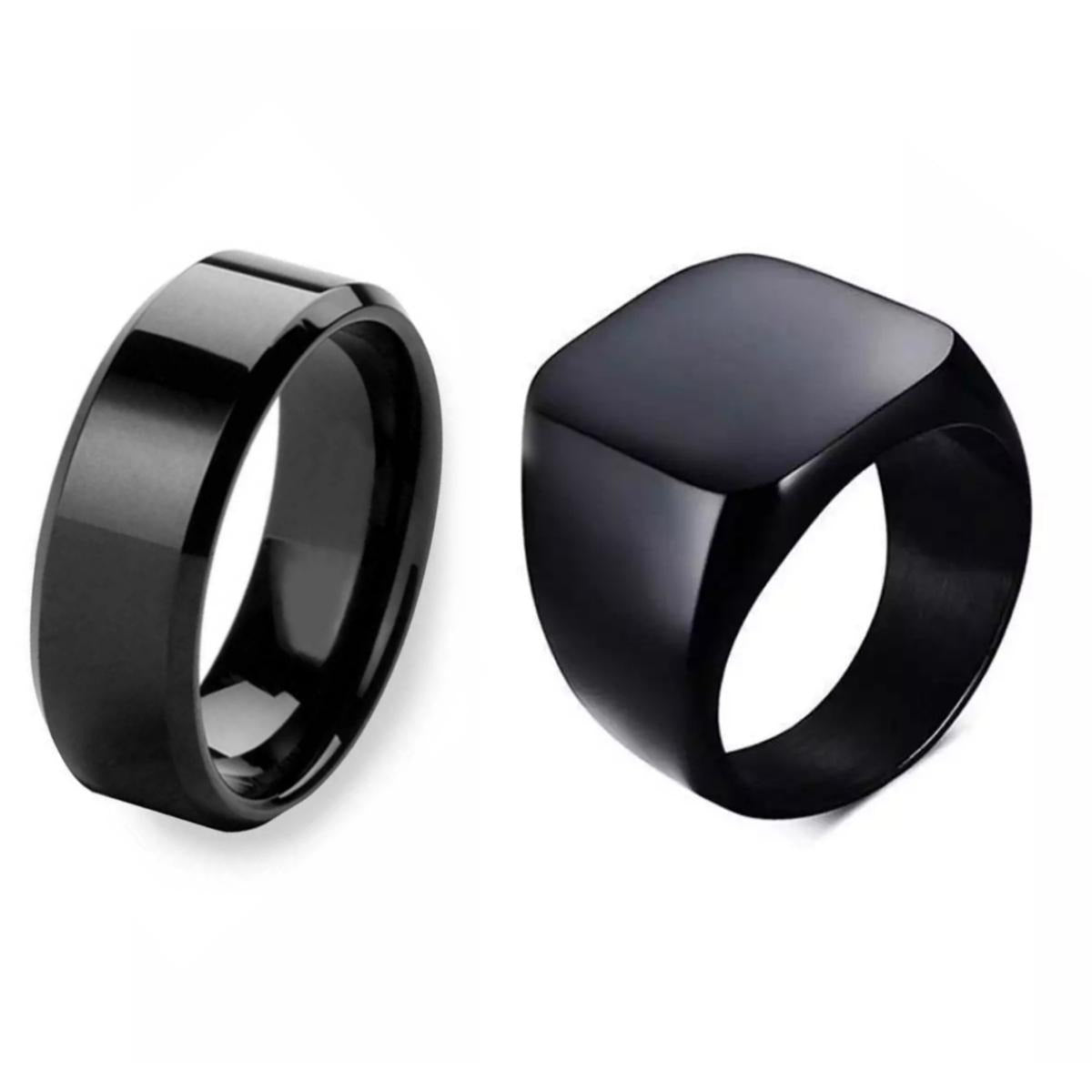 Titanium Silver & Black Rings
