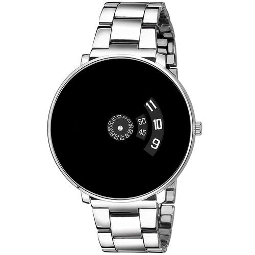 Black Silver Stainless Steel Band Quartz watch